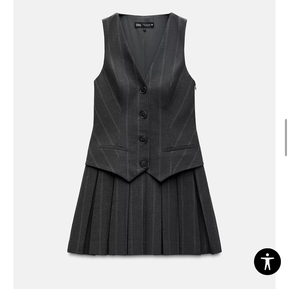 Zara STRIPED WAISTCOAT DRESS WITH BOX PLEATS